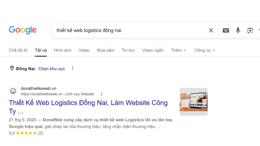 DonaWeb làm website công ty logistics lên top google
