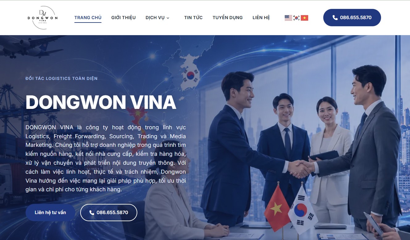 DonaWeb thiết kế web Logistics chuyên nghiệp