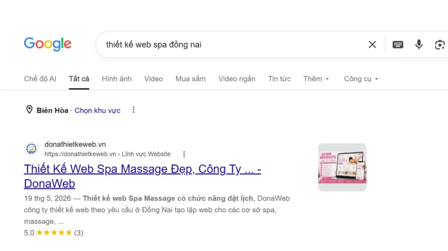DonaWeb làm website Spa Lên Top Google Tìm Kiếm