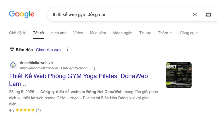 Dịch vụ thiết kế web Gym Yoga Pilates Đồng Nai Lên Top Google
