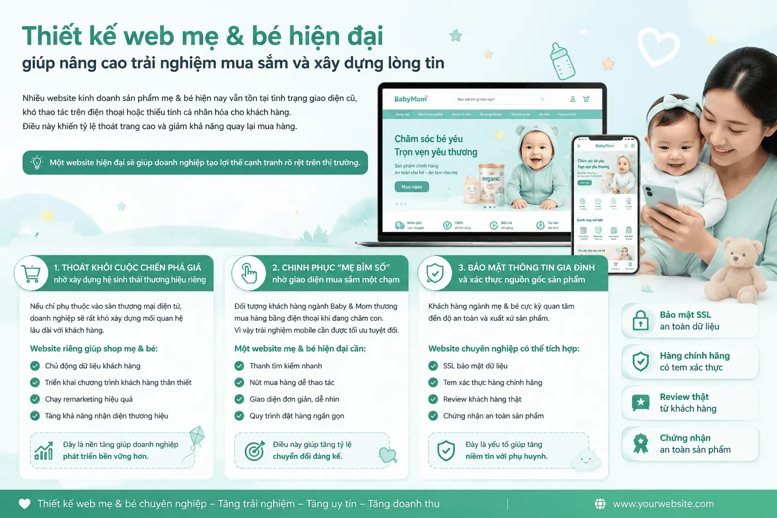 website mẹ & bé hiện đại giúp nâng cao trải nghiệm mua sắm và xây dựng lòng tin