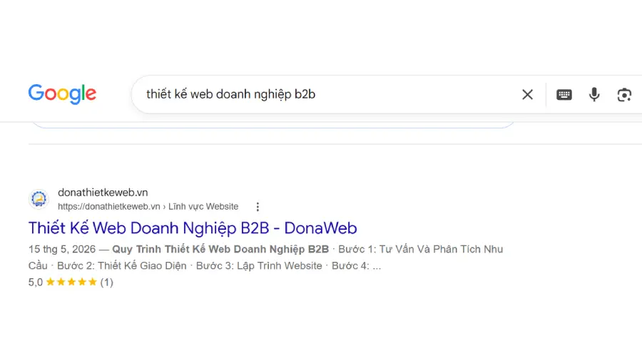 Từ khóa "thiết kế web doanh nghiejp B2B" lên top google