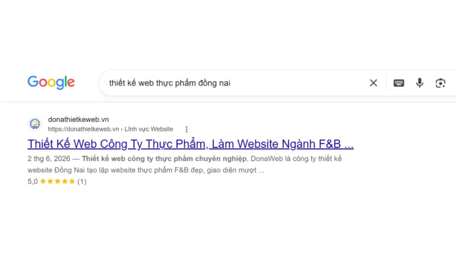 Dịch vụ thiết kế web công ty thực phẩm Đồng Nai lên top google đến từ DonaWeb