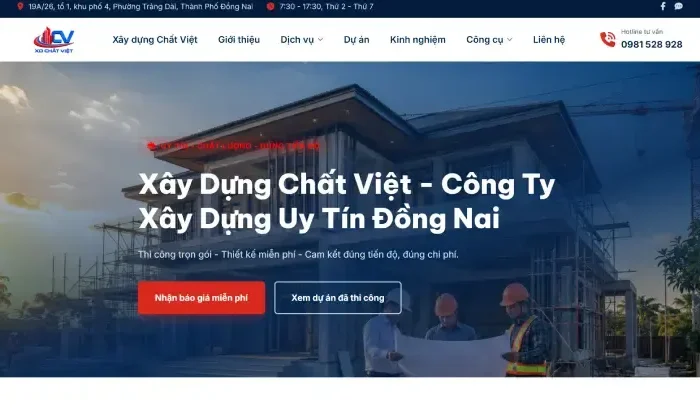 DonaWeb thiết kế website công ty xây dựng Đồng Nai