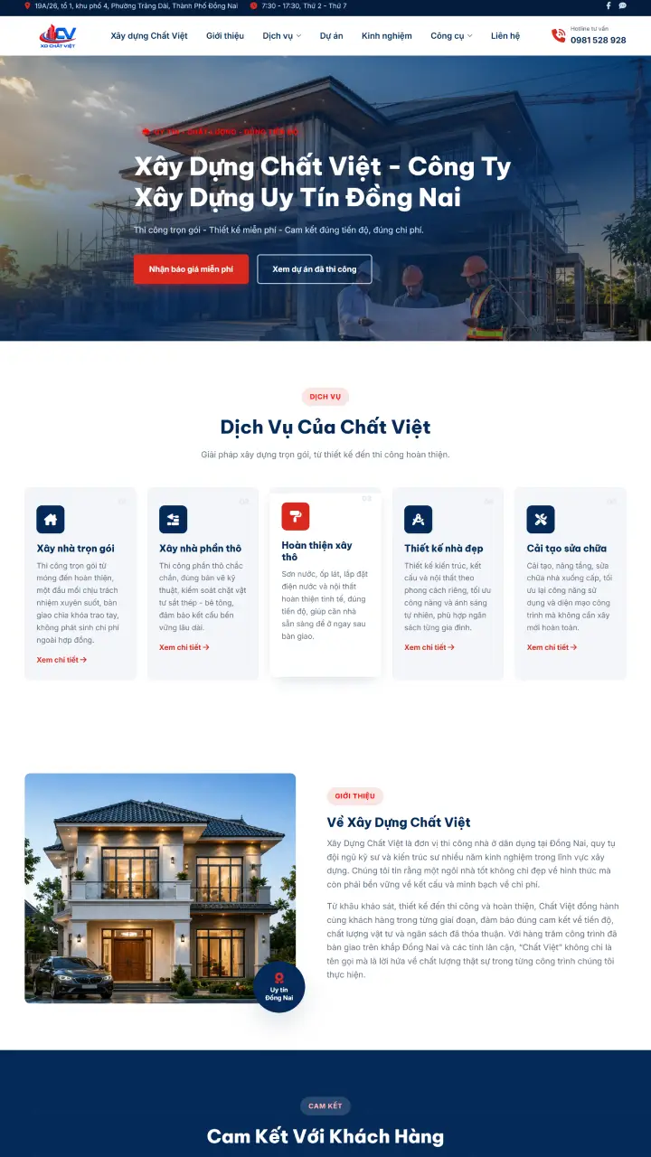 DonaWeb thiết kế website công ty xây dựng Đồng Nai