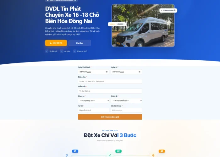 DonaWeb thiết kế website xe du lịch Đồng Nai