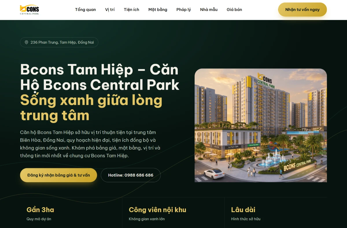 DonaWeb thiết kế web bất động sản Bcons