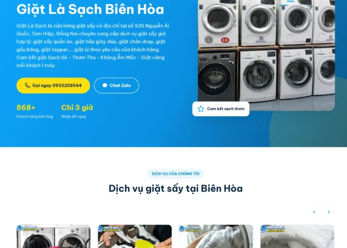 DonaWeb thiết kế web giặt sấy Biên Hòa