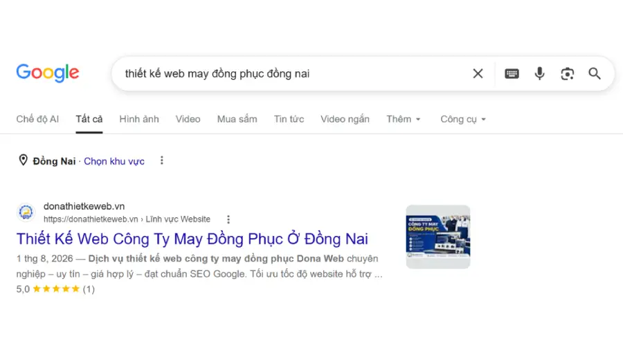 Từ khóa thiết kế web công ty may đồng phục lên top google
